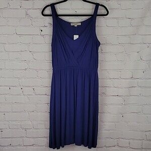Loft Blue Jersey Knit Sleeveless Dress with Elasticized Waist. Size Small. NWT